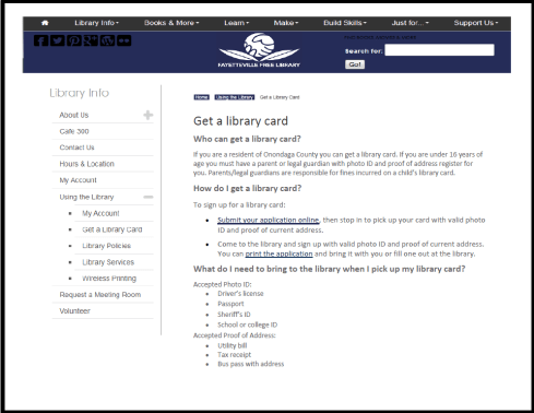 FFLIBrewrite     Rewrite of Fayetteville Free Library Get a Library Card Page