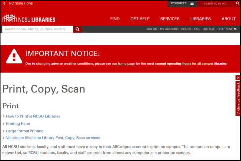 NCSU Print Page